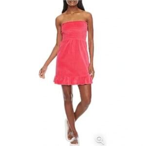 Juicy Couture Velour Strapless Dress Watermelon Pink Size S